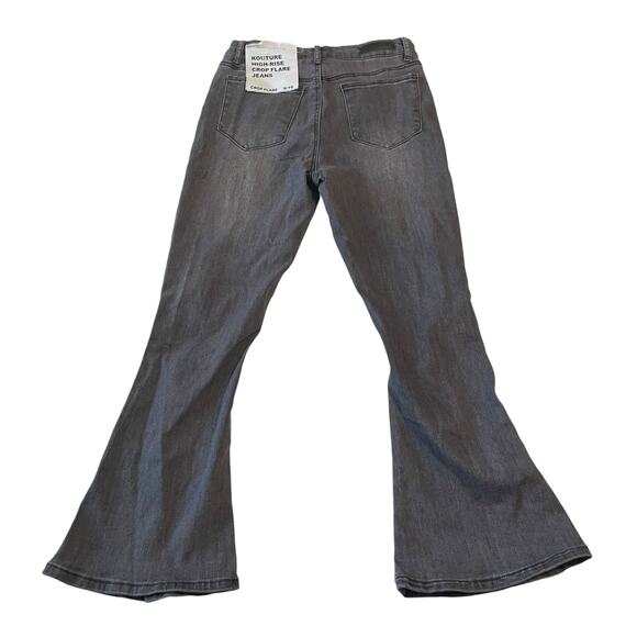 Kendall & Kylie Womens Jeans Size 9/10 Black Kouture High Rise Crop Flare Denim - Picture 2 of 15